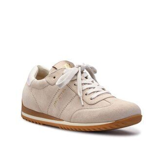 Paul Green Augusta Beige Suede Low Top Sneakers Cream Leather Trim & Gum Sole